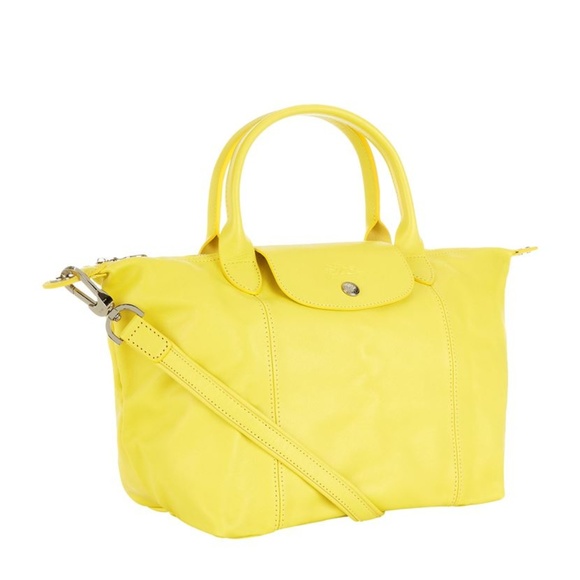 Longchamp | Bags | Longchamp Top Handle Leather Le Pliage Satchel ...